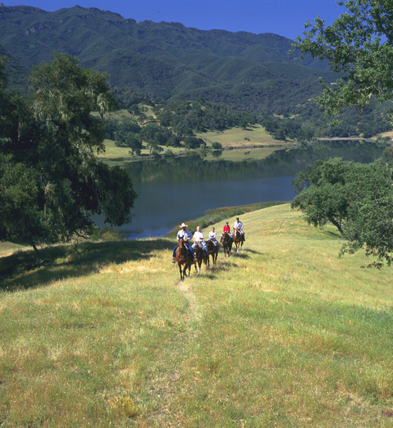 Alisal Ranch california horseback riding above lake