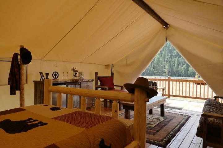 Tent interior at the Bar W Guest Ranch