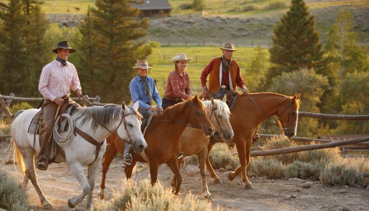 Ranch riding family at Bitterroot Ranch